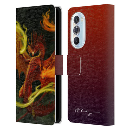 Piya Wannachaiwong Dragons Of Fire Magical Leather Book Wallet Case Cover For Motorola Edge X30