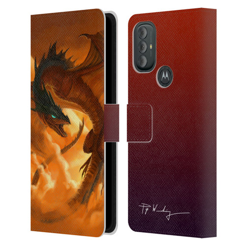 Piya Wannachaiwong Dragons Of Fire Sunrise Leather Book Wallet Case Cover For Motorola Moto G10 / Moto G20 / Moto G30