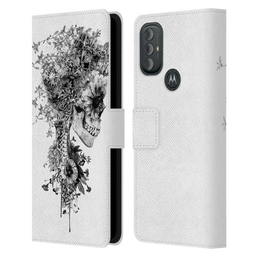 Riza Peker Skulls 6 Black And White Leather Book Wallet Case Cover For Motorola Moto G10 / Moto G20 / Moto G30