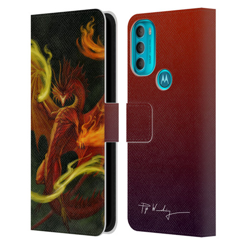 Piya Wannachaiwong Dragons Of Fire Magical Leather Book Wallet Case Cover For Motorola Moto G71 5G