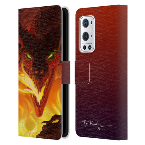 Piya Wannachaiwong Dragons Of Fire Glare Leather Book Wallet Case Cover For OnePlus 9 Pro