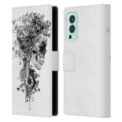 Riza Peker Skulls 6 Black And White Leather Book Wallet Case Cover For OnePlus Nord 2 5G