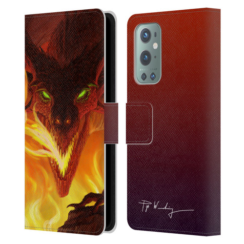 Piya Wannachaiwong Dragons Of Fire Glare Leather Book Wallet Case Cover For OnePlus 9