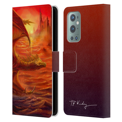 Piya Wannachaiwong Dragons Of Fire Lakeside Leather Book Wallet Case Cover For OnePlus 9