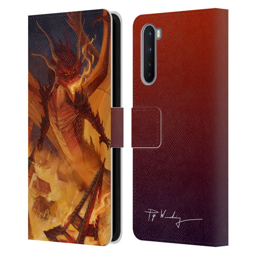 Piya Wannachaiwong Dragons Of Fire Dragonfire Leather Book Wallet Case Cover For OnePlus Nord 5G