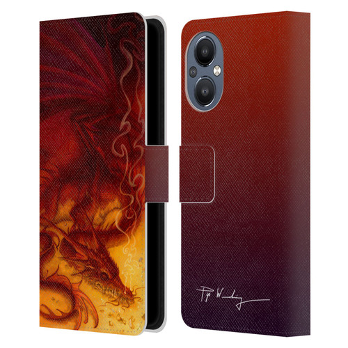 Piya Wannachaiwong Dragons Of Fire Treasure Leather Book Wallet Case Cover For OnePlus Nord N20 5G