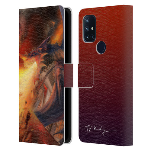 Piya Wannachaiwong Dragons Of Fire Blast Leather Book Wallet Case Cover For OnePlus Nord N10 5G
