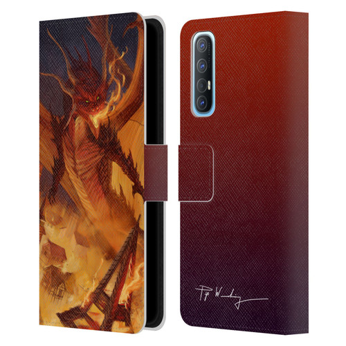 Piya Wannachaiwong Dragons Of Fire Dragonfire Leather Book Wallet Case Cover For OPPO Find X2 Neo 5G