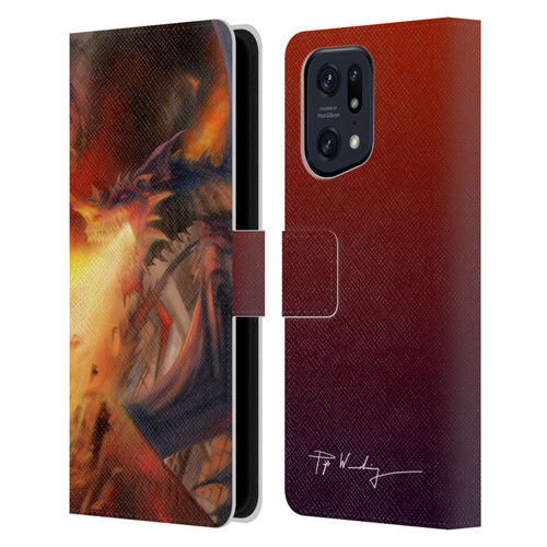 Piya Wannachaiwong Dragons Of Fire Blast Leather Book Wallet Case Cover For OPPO Find X5 Pro