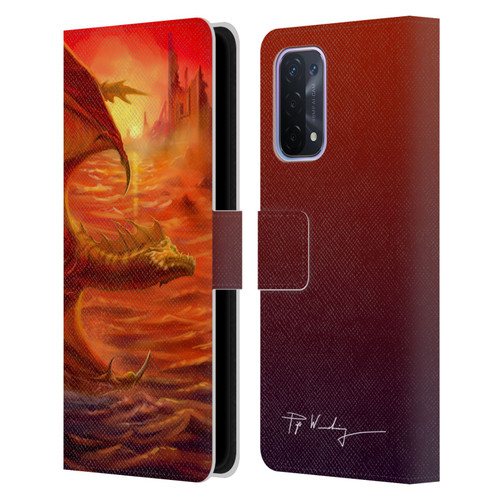 Piya Wannachaiwong Dragons Of Fire Lakeside Leather Book Wallet Case Cover For OPPO A54 5G
