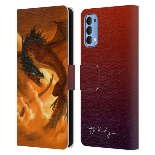 Piya Wannachaiwong Dragons Of Fire Sunrise Leather Book Wallet Case Cover For OPPO Reno 4 5G