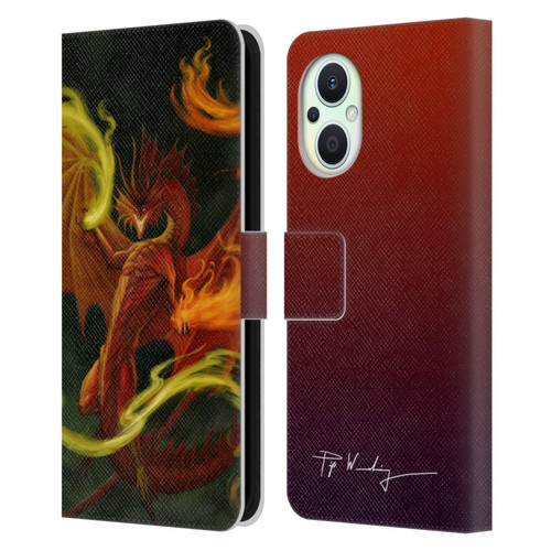 Piya Wannachaiwong Dragons Of Fire Magical Leather Book Wallet Case Cover For OPPO Reno8 Lite