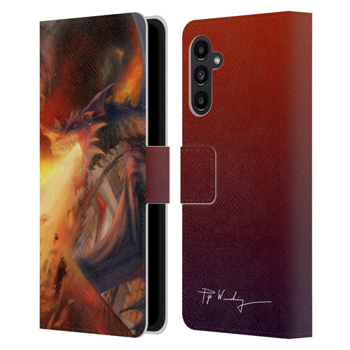 Piya Wannachaiwong Dragons Of Fire Blast Leather Book Wallet Case Cover For Samsung Galaxy A13 5G (2021)