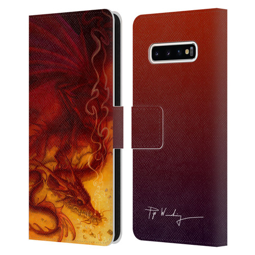 Piya Wannachaiwong Dragons Of Fire Treasure Leather Book Wallet Case Cover For Samsung Galaxy S10+ / S10 Plus