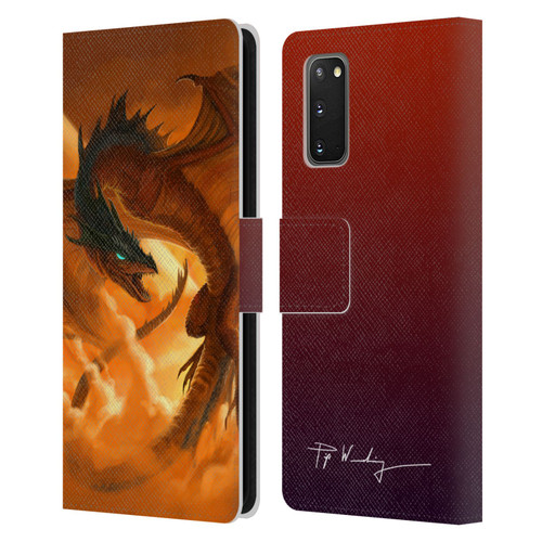 Piya Wannachaiwong Dragons Of Fire Sunrise Leather Book Wallet Case Cover For Samsung Galaxy S20 / S20 5G