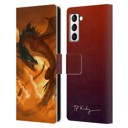 Piya Wannachaiwong Dragons Of Fire Sunrise Leather Book Wallet Case Cover For Samsung Galaxy S21+ 5G