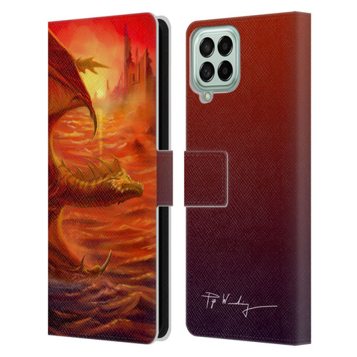 Piya Wannachaiwong Dragons Of Fire Lakeside Leather Book Wallet Case Cover For Samsung Galaxy M53 (2022)