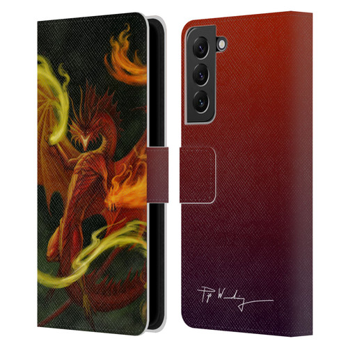 Piya Wannachaiwong Dragons Of Fire Magical Leather Book Wallet Case Cover For Samsung Galaxy S22+ 5G