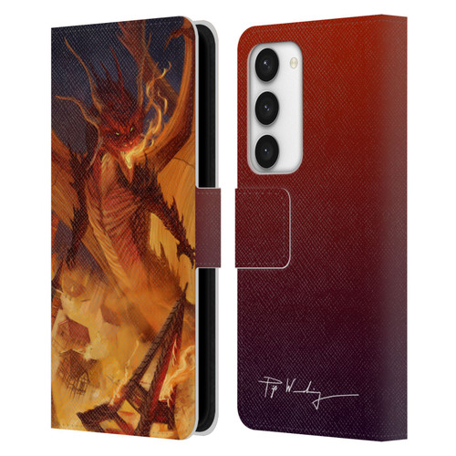 Piya Wannachaiwong Dragons Of Fire Dragonfire Leather Book Wallet Case Cover For Samsung Galaxy S23 5G