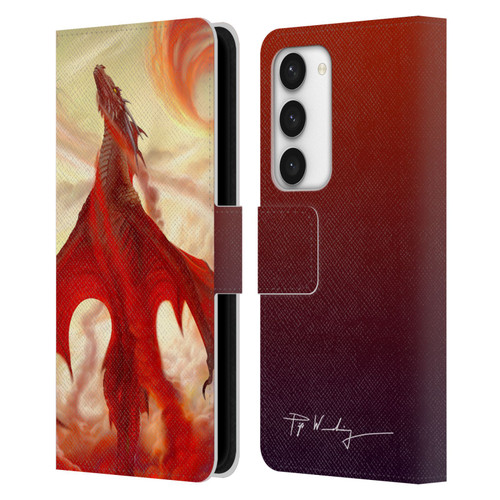 Piya Wannachaiwong Dragons Of Fire Mighty Leather Book Wallet Case Cover For Samsung Galaxy S23 5G