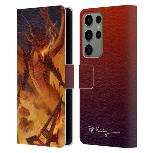 Piya Wannachaiwong Dragons Of Fire Dragonfire Leather Book Wallet Case Cover For Samsung Galaxy S23 Ultra 5G