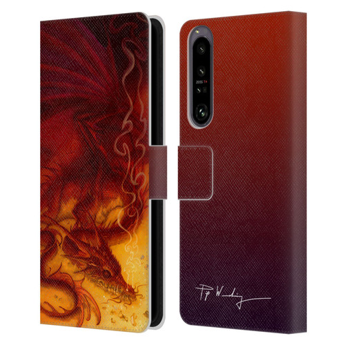 Piya Wannachaiwong Dragons Of Fire Treasure Leather Book Wallet Case Cover For Sony Xperia 1 IV