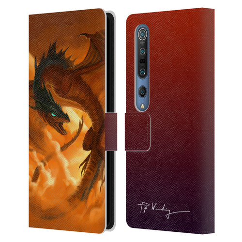 Piya Wannachaiwong Dragons Of Fire Sunrise Leather Book Wallet Case Cover For Xiaomi Mi 10 5G / Mi 10 Pro 5G