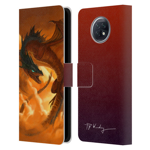 Piya Wannachaiwong Dragons Of Fire Sunrise Leather Book Wallet Case Cover For Xiaomi Redmi Note 9T 5G