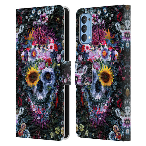 Riza Peker Skulls 9 Skull Leather Book Wallet Case Cover For OPPO Reno 4 5G