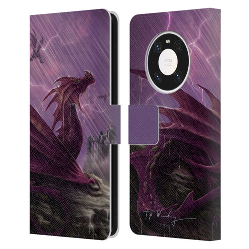 Piya Wannachaiwong Dragons Of Sea And Storms Thunderstorm Dragon Leather Book Wallet Case Cover For Huawei Mate 40 Pro 5G