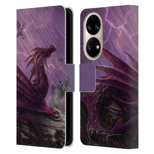 Piya Wannachaiwong Dragons Of Sea And Storms Thunderstorm Dragon Leather Book Wallet Case Cover For Huawei P50