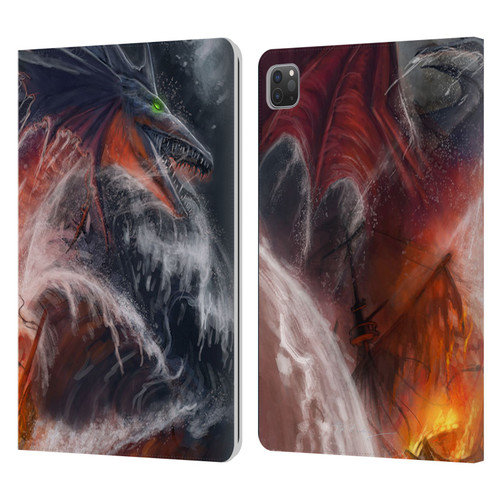 Piya Wannachaiwong Dragons Of Sea And Storms Sea Fire Dragon Leather Book Wallet Case Cover For Apple iPad Pro 11 2020 / 2021 / 2022