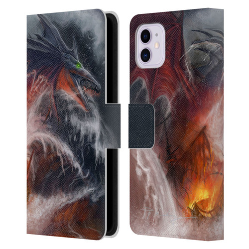 Piya Wannachaiwong Dragons Of Sea And Storms Sea Fire Dragon Leather Book Wallet Case Cover For Apple iPhone 11