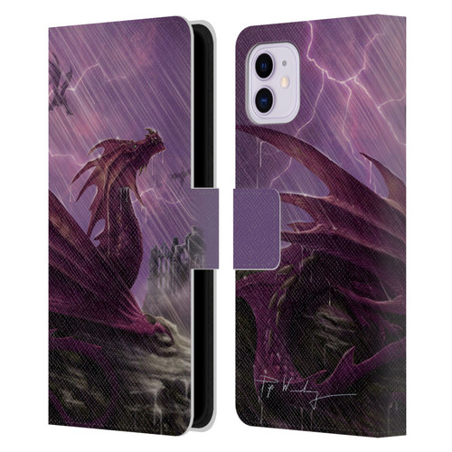 Piya Wannachaiwong Dragons Of Sea And Storms Thunderstorm Dragon Leather Book Wallet Case Cover For Apple iPhone 11