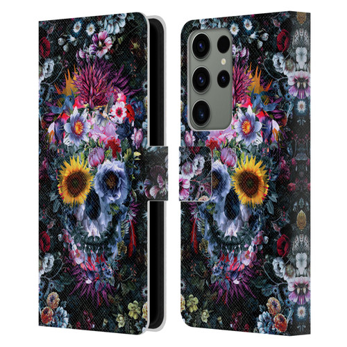 Riza Peker Skulls 9 Skull Leather Book Wallet Case Cover For Samsung Galaxy S23 Ultra 5G