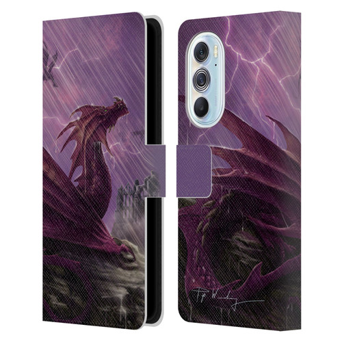 Piya Wannachaiwong Dragons Of Sea And Storms Thunderstorm Dragon Leather Book Wallet Case Cover For Motorola Edge X30