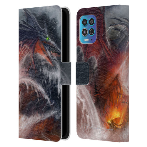 Piya Wannachaiwong Dragons Of Sea And Storms Sea Fire Dragon Leather Book Wallet Case Cover For Motorola Moto G100