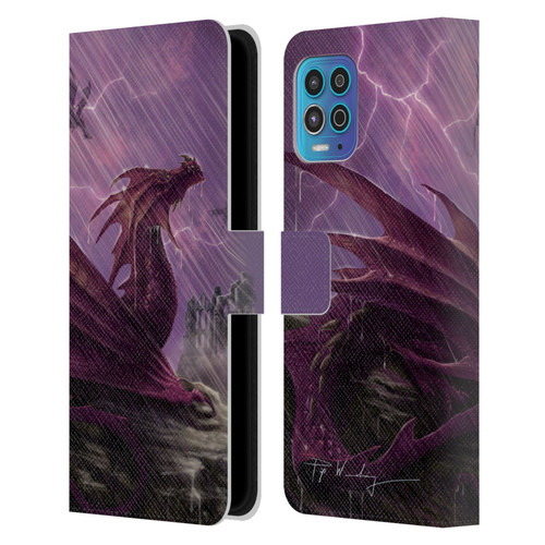 Piya Wannachaiwong Dragons Of Sea And Storms Thunderstorm Dragon Leather Book Wallet Case Cover For Motorola Moto G100