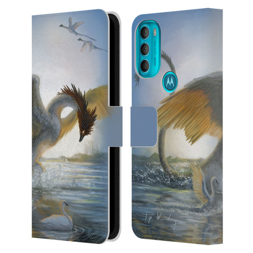 Piya Wannachaiwong Dragons Of Sea And Storms Swan Dragon Leather Book Wallet Case Cover For Motorola Moto G71 5G