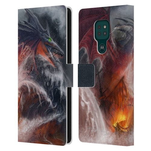 Piya Wannachaiwong Dragons Of Sea And Storms Sea Fire Dragon Leather Book Wallet Case Cover For Motorola Moto G9 Play