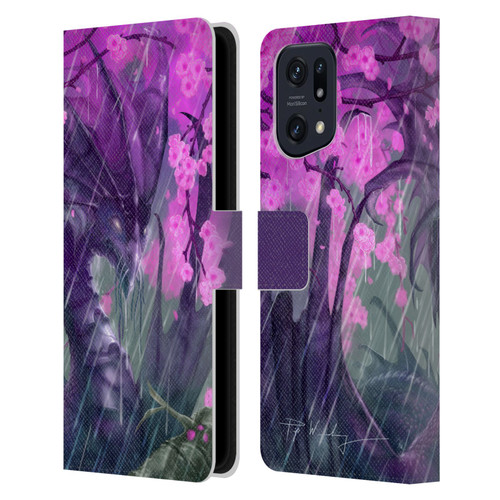 Piya Wannachaiwong Dragons Of Sea And Storms Spring Rain Dragon Leather Book Wallet Case Cover For OPPO Find X5