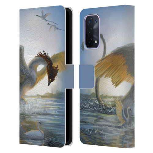 Piya Wannachaiwong Dragons Of Sea And Storms Swan Dragon Leather Book Wallet Case Cover For OPPO A54 5G