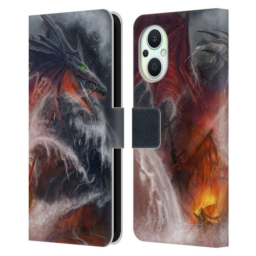 Piya Wannachaiwong Dragons Of Sea And Storms Sea Fire Dragon Leather Book Wallet Case Cover For OPPO Reno8 Lite