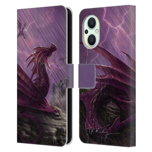 Piya Wannachaiwong Dragons Of Sea And Storms Thunderstorm Dragon Leather Book Wallet Case Cover For OPPO Reno8 Lite