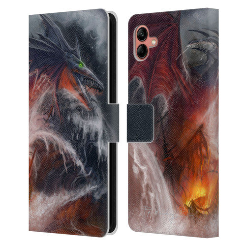 Piya Wannachaiwong Dragons Of Sea And Storms Sea Fire Dragon Leather Book Wallet Case Cover For Samsung Galaxy A04 (2022)