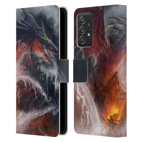 Piya Wannachaiwong Dragons Of Sea And Storms Sea Fire Dragon Leather Book Wallet Case Cover For Samsung Galaxy A53 5G (2022)