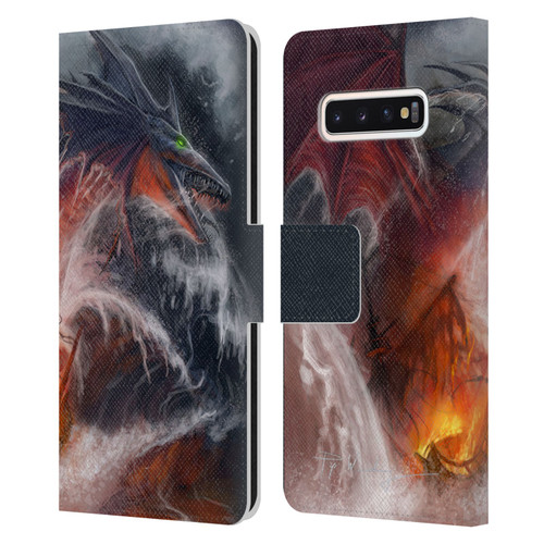 Piya Wannachaiwong Dragons Of Sea And Storms Sea Fire Dragon Leather Book Wallet Case Cover For Samsung Galaxy S10