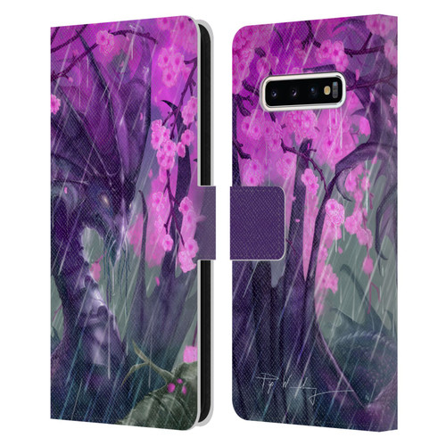 Piya Wannachaiwong Dragons Of Sea And Storms Spring Rain Dragon Leather Book Wallet Case Cover For Samsung Galaxy S10+ / S10 Plus