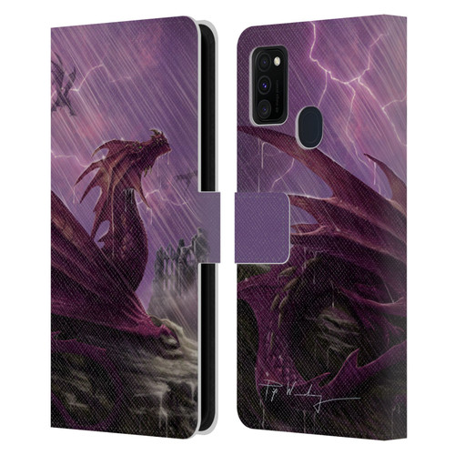 Piya Wannachaiwong Dragons Of Sea And Storms Thunderstorm Dragon Leather Book Wallet Case Cover For Samsung Galaxy M30s (2019)/M21 (2020)