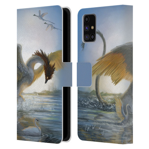 Piya Wannachaiwong Dragons Of Sea And Storms Swan Dragon Leather Book Wallet Case Cover For Samsung Galaxy M31s (2020)